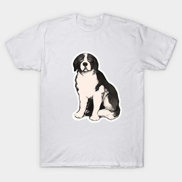 Vintage sad Saint Bernard dog T-Shirt by Marccelus